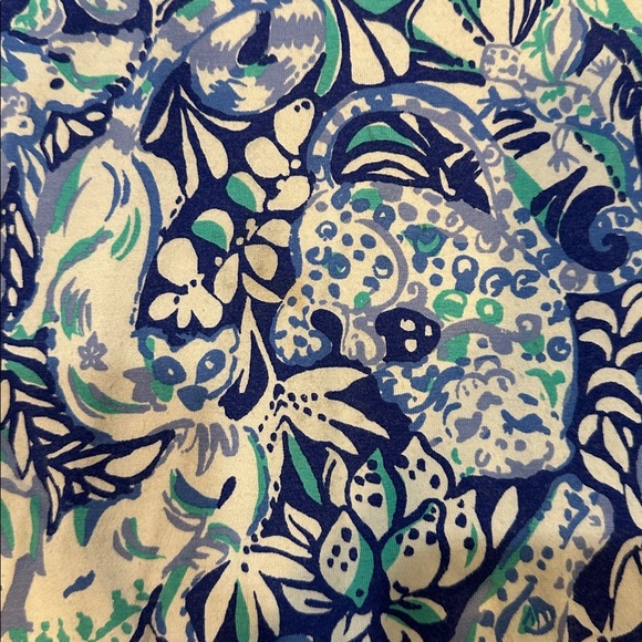 Lilly Pulitzer Sophie Blue Knit Boat Neck Dress L 8/10 Blue Animal Print - Picture 6 of 6